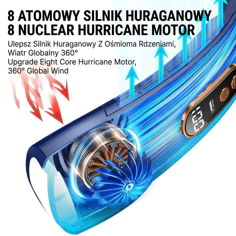 Alvors™ Mini bezłopatkowy wentylator na szyję z wyświetlaczem LED USB