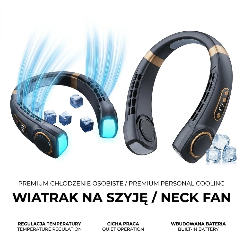Alvors™ Mini bezłopatkowy wentylator na szyję z wyświetlaczem LED USB